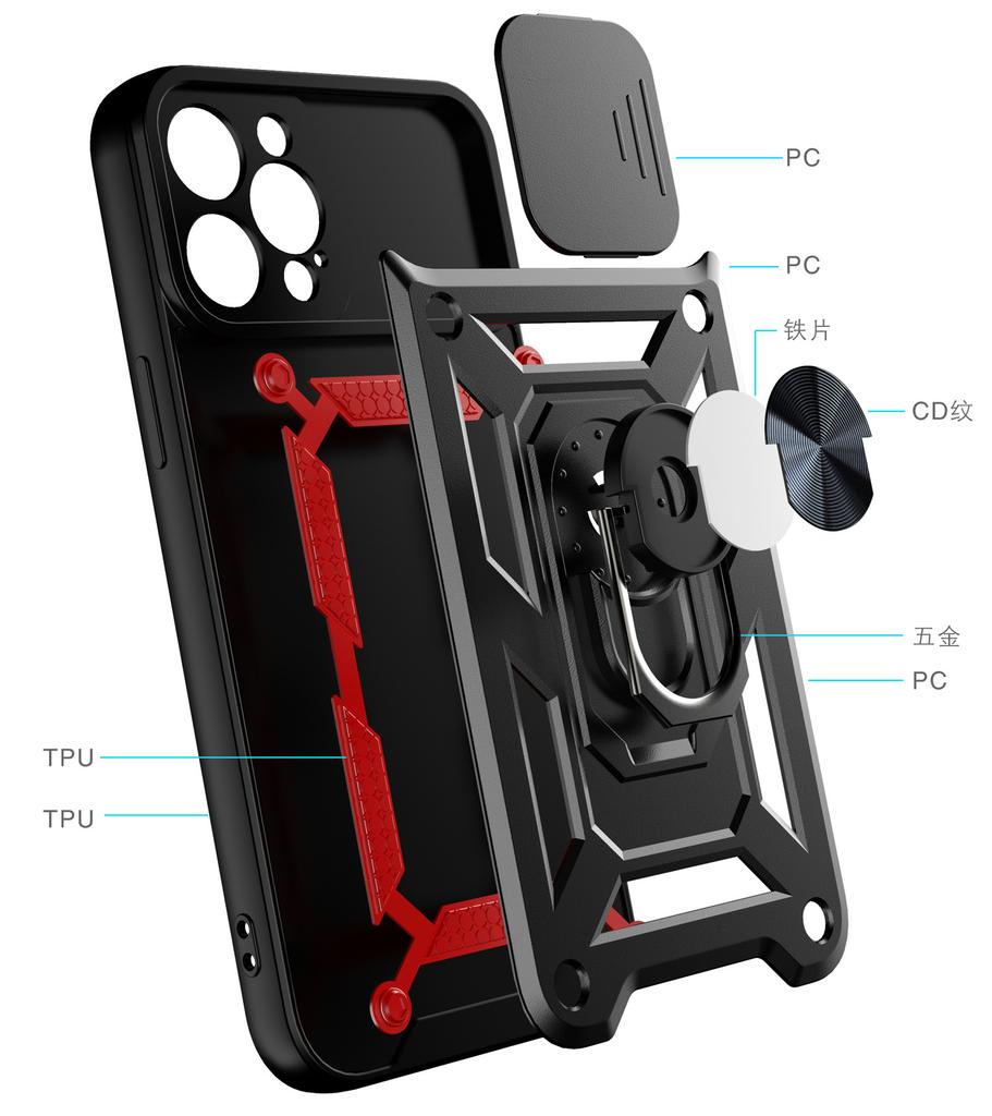 For Iphone12 ProMax Slide Camera Lens Protector Shockproof Armor Case For Iphone 12 ProMax Magnetic Car Holder Cover