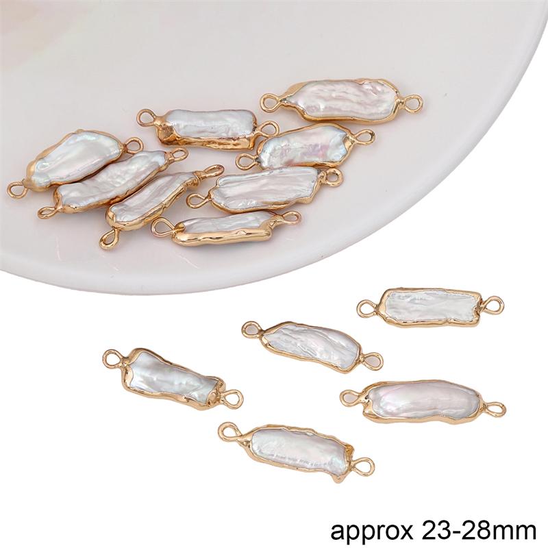 Perle Naturale de Apă Dulce Neregulate Margine Aurie Pandante Duble Suspendate Pentru Colier DIY Brățară Cercei Confecționare Bijuterii