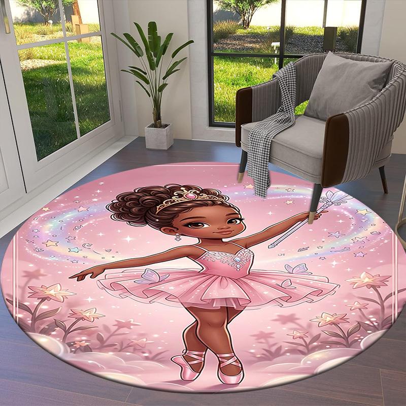 1PC Princess Ballet Non-Slip Floor Round carpet, Office, family, bedroom, Large Area Rug Indoor Rugs, Durable PolyesterH0339