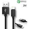 Charger Cable for iPhone - Apple - 2M - Nylon - Durable - Black