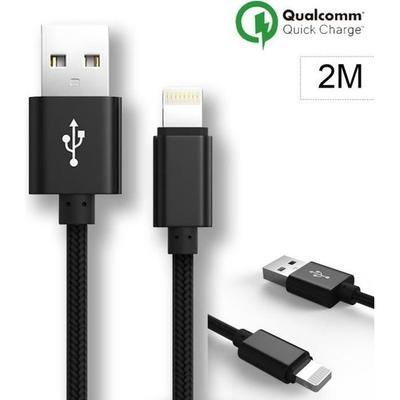 Charger Cable for iPhone - Apple - 2M - Nylon - Durable - Black