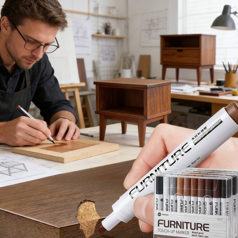 6-12 Stück Möbel Ausbesserungsstifte Holzreparatur Stift Set Kratzerentferner Farbe Wiederherstellen für Holztisch Schrank Wiederherstellungsflicken