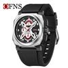 OFNS Men's Classic Square Chronograph Watch: Multifunctional Sports Fashion with Single Calendar, Six-Needle Quartz Movement.