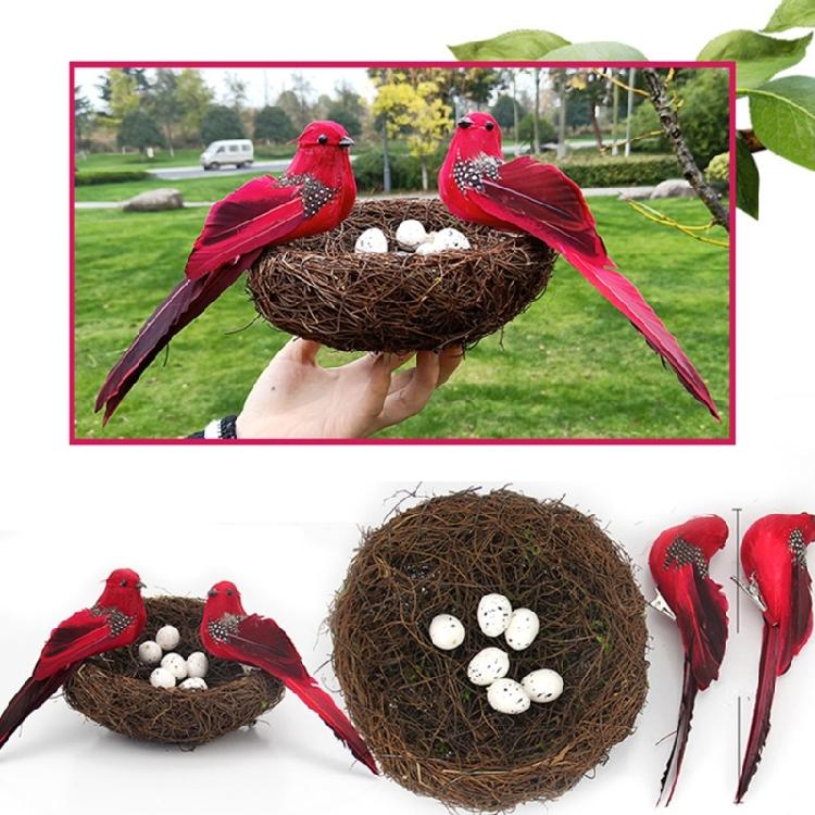Realistic Rattan Birdhouse Set Containing Foam Bird Figure And Eggs For Garden Parties Photo Backdrops Home Decoration