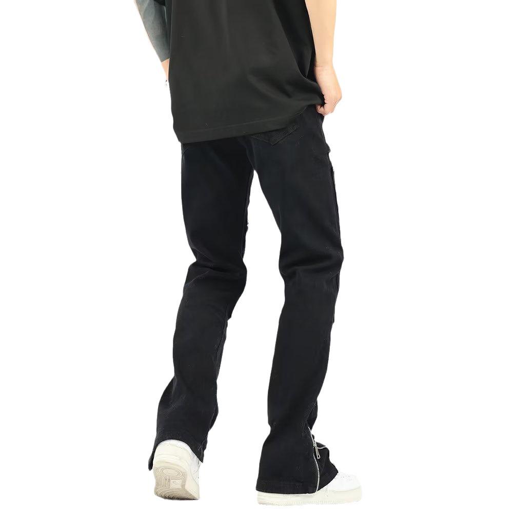 2023 Autumn Men's Loose Fit Solid Color Straight Jeans: Trendy Casual Overalls