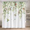 Floral Shower Curtain Watercolour Purple Lavender Flowers Butterfly Plants Leaves Bathroom Curtains Fabric Home Decor With Hooks