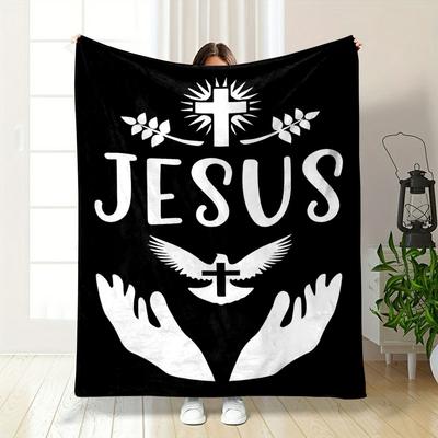 Jesus Cross Dove Blanket  Printed Blanket for Living Room Bed Couch Lunch Break Soft Cozy Blanket for Friend's Festival Gift