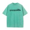 Music Mountain Cotton Mens Short Sleeve Tees Normal Autumn vintage Washed T Shirts Group Washed Tops Tees Classic Round Collar