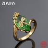 925 Silber Olivgrüner Edelstein Libellenringe für Damen Hochzeits Schmuck