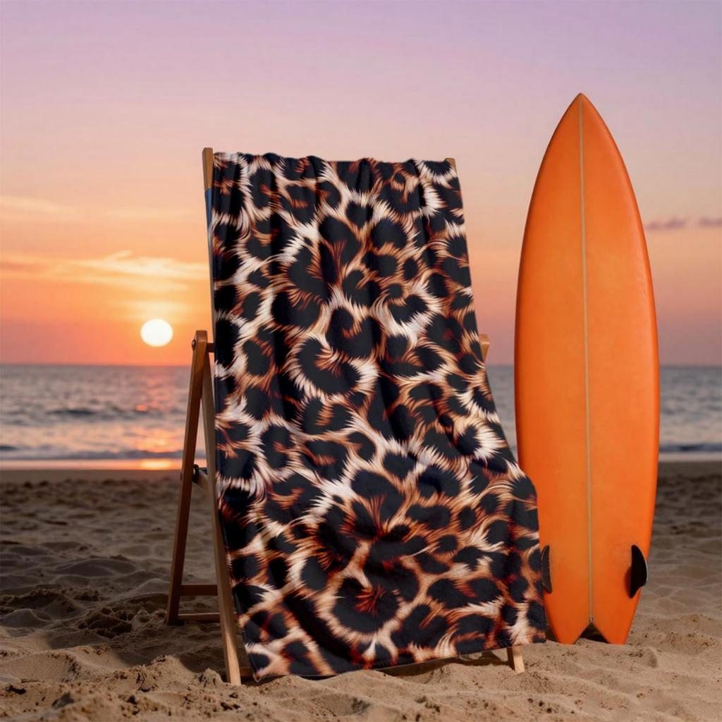 Luxury Oversized Leopard Print Beach Towel Wrap Boho Bath Kimono Absorbent Resort Summer Home Decor