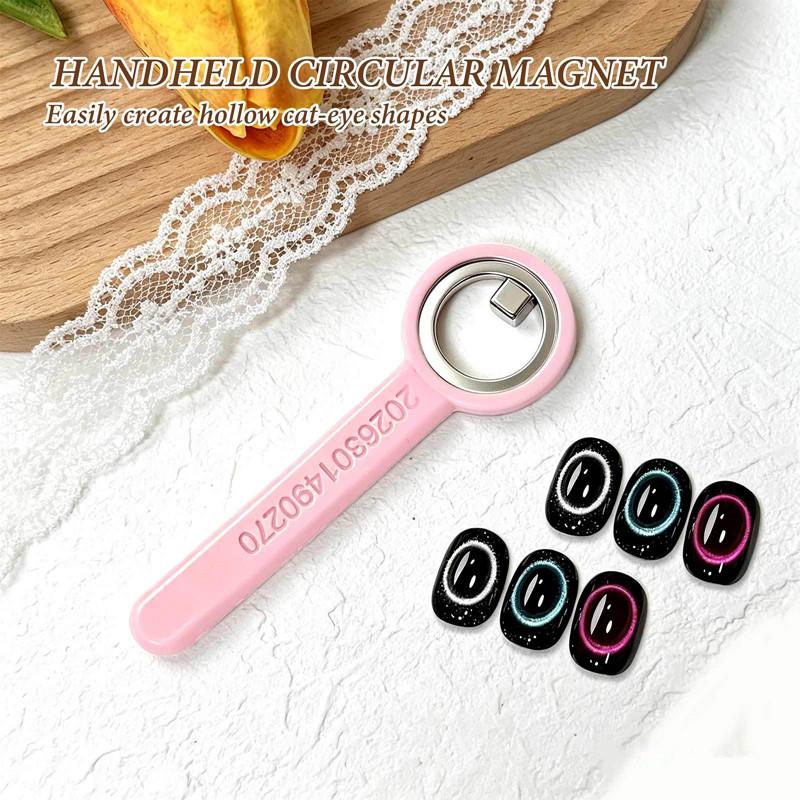 Circular Cat Eye Nail Magnet With Handle Strong Nail Art Magnetic Gel Polish Guide Tool Diy Magnetic Nail Helper Manicure Design розовый