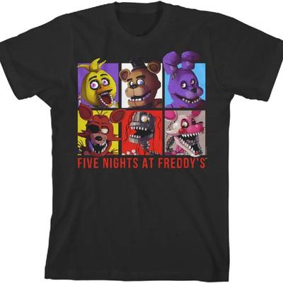 Five Nights At Freddy's Character Squares Boy's Black T-Shirt