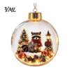 Warm Light Christmas Scenes 3D Animal Faux Crystal Ball Ornament, Lighted Acrylic Hanging Decor Indoor Party Accents with Hedgehog Penguin Panda, LED