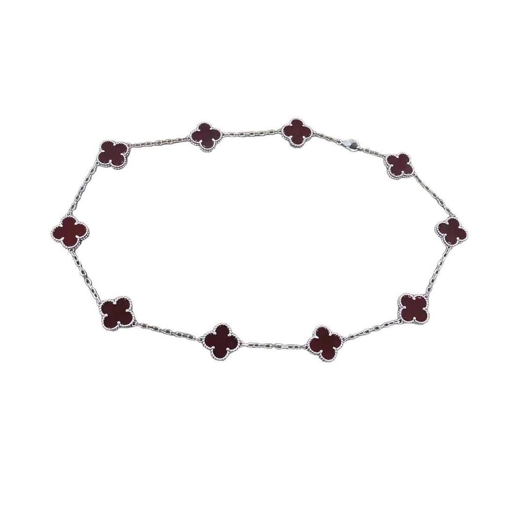 10-Blumen-Halskette für Damen Kleeblatt-Halskette Leichter Luxus Mode Vielseitig und Elegant Perfektes Geschenk für Freundin Choker-Halskette