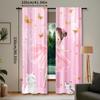2PCS Digital Print Curtains, Cartoon Ballet Dancer Kitty, Cute Kids