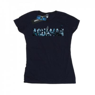Womens/Ladies Aquaman Text Logo Cotton T-Shirt