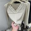 Autumn 2026 Women's Lace Patchwork Ruffle Collar Long Sleeve Knit Sweater