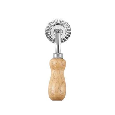 Keksradschneider, Nudelradschneider, Ravioli-Pizzaschneiderräder mit langem Holzgriff, Teigtaschen-Spitzenherstellung, Nudelteig-Wellkante