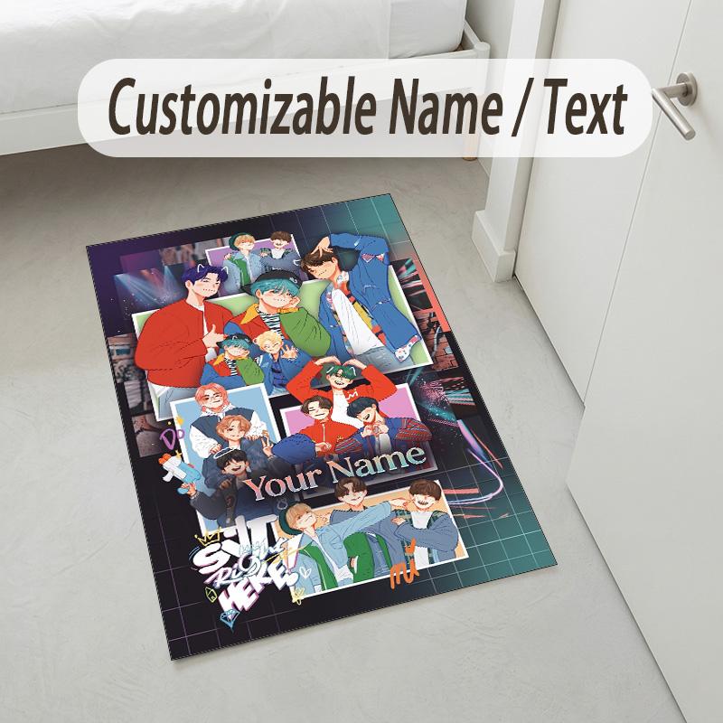 Personalized Crystal Velvet Carpet,SEVENTEEN Custom Printed Name, Plush Area Rug For Home Indoor Decor