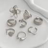 Fashionable Ladies' Ring Set Decoration Vacation Style Starfish Scallop Open Ring Ins Alloy Flower Ring Set Smooth Finish