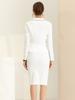 Allegra K Women's Two-Piece Blazer and Skirt Set, White with Tweed Trim, Size M