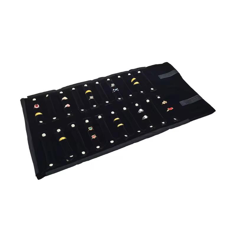 High-quality All-black Velvet Jewelry Storage Display Serie Roll Bag Ring Earring Necklace Watche Portable Storage Display Bag