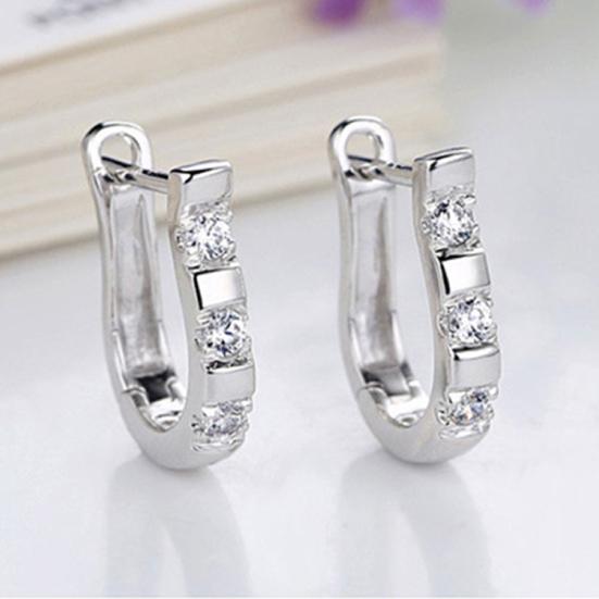 1 Pair Earrings Studs Luxury White Silver Plated Harp White Gemstones Hoop Earrings for Daily Life