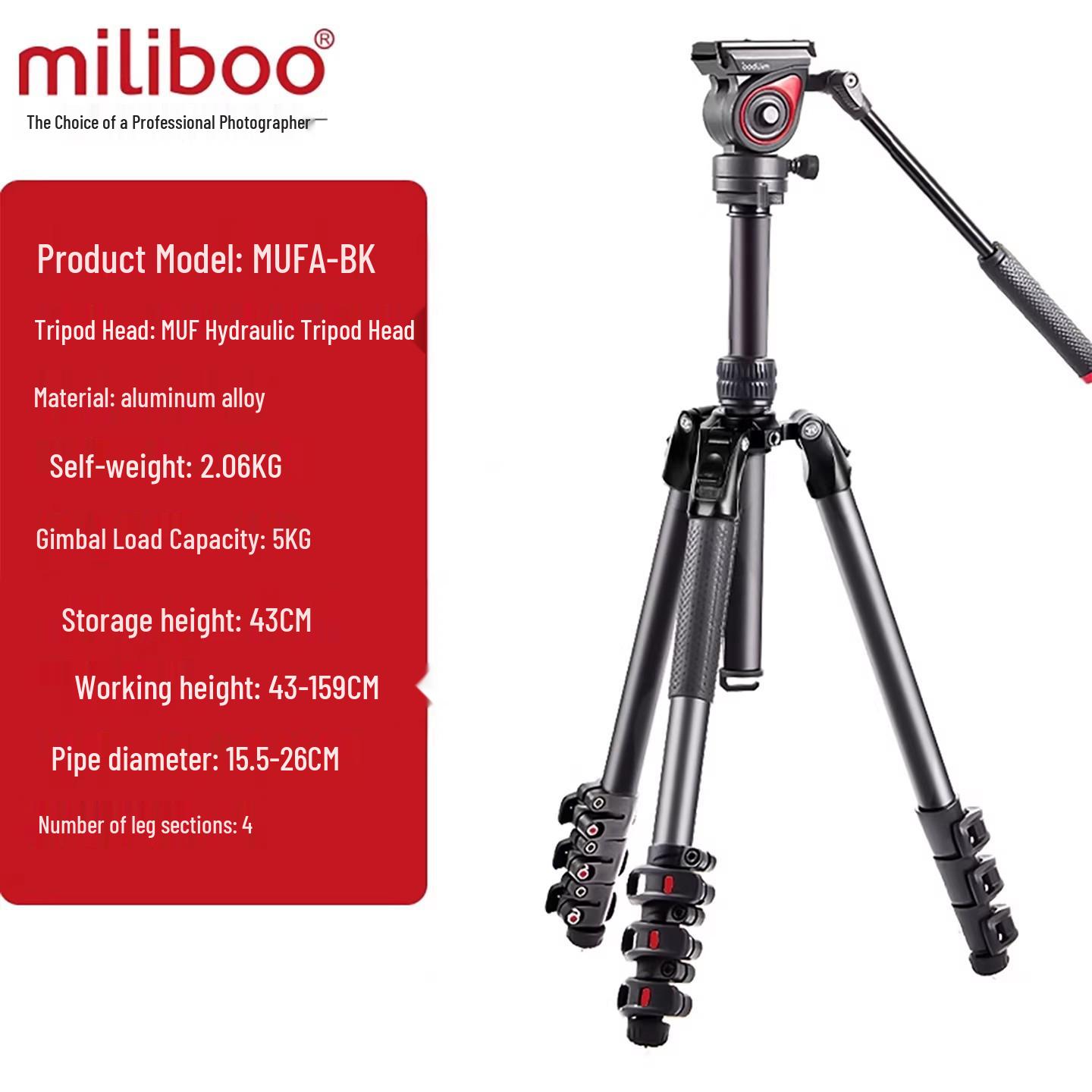 Mibai MUFP/MUFP Plus Carbon Fiber Tripod with Hydraulic Damping Ball Head
