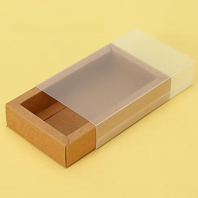 With Clear PVC Window Delicate Drawer Display  Kraft Paper Gift Packing Case Wedding Party Cookie Candy Boxes Anniversary Birthday Gift Boxes 10pcs