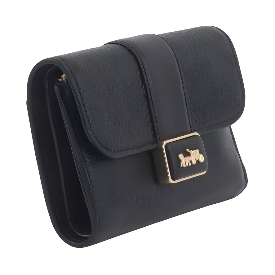 New COACH Grace Refined Pebbled Leather With Smooth Leather Accents Clutches Wallets Medium Size Women's Black CC059-IMBLK