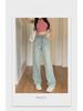 Damen Rosa High Waist Lederjeans, Weitbein, Locker geschnitten, Gerade Wischhose, Erhältlich in großen Übergrößen und kleinen Größen, Modisches Design