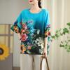 DIMANAF 2026 Plus Size New T-Shirt Women Blouse Flower Loose Casual O-Neck Lady Tops Tees Shirts Oversize Summer