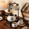 Set Ceramic de Apă cu Trandafiri Retro și Buline