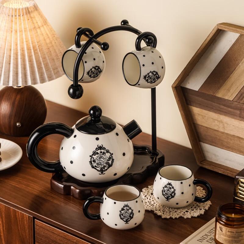 Retro Rose Polka Dot Ceramic Water Set