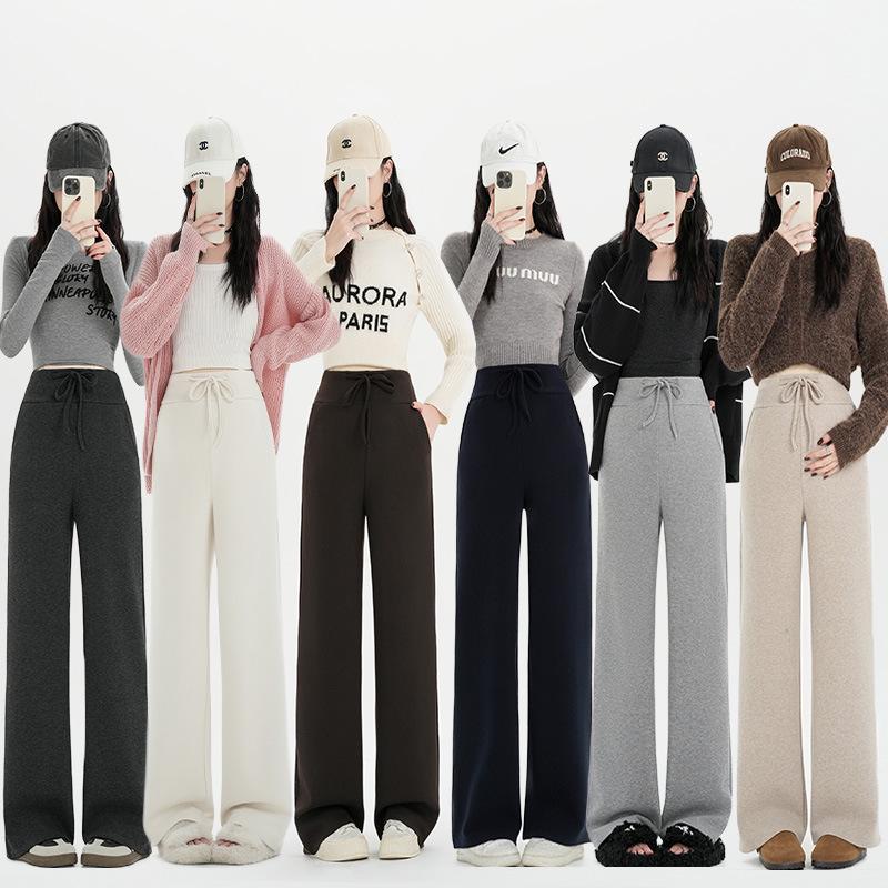 

Comfortable Maternity Wide-Leg Pants - Plus Size, Loose Fit, Drawstring Elastic Waist for Fall & Winter 4XL