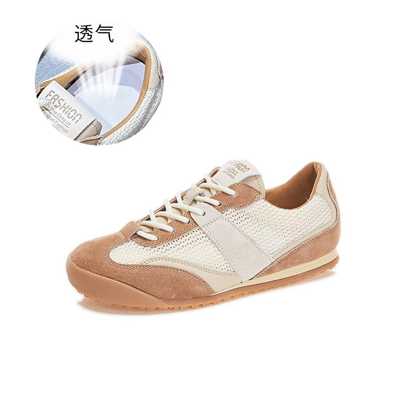 

Кожаные немецкие кроссовки женские 2025 весна новые женские сетчатые дышащие туфли на плоской подошве женские повседневные универсальные маленькие белые туфли женские 35 хаки