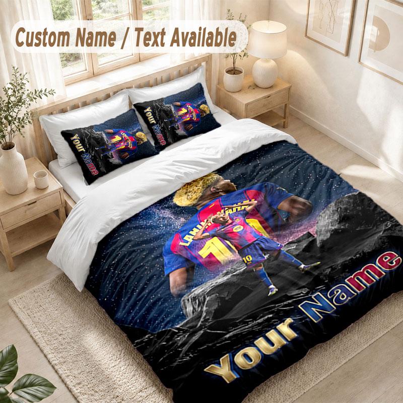 Custom Name Bedding Set 3 PiecesLamine Yamal Print Duvet Cover + 2 Pillowcases Soft Bed Decor