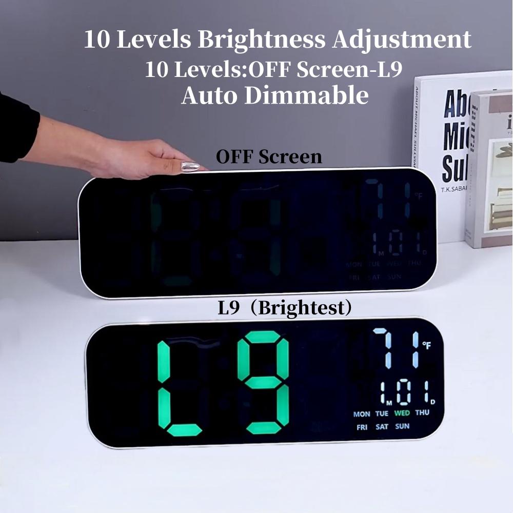 Große Digitale Wanduhr Fernbedienung TEMP Datum Woche 2 Alarme Timer 12/24H 10 Stufen Helligkeit Automatische Helligkeitsregelung LED Wecker