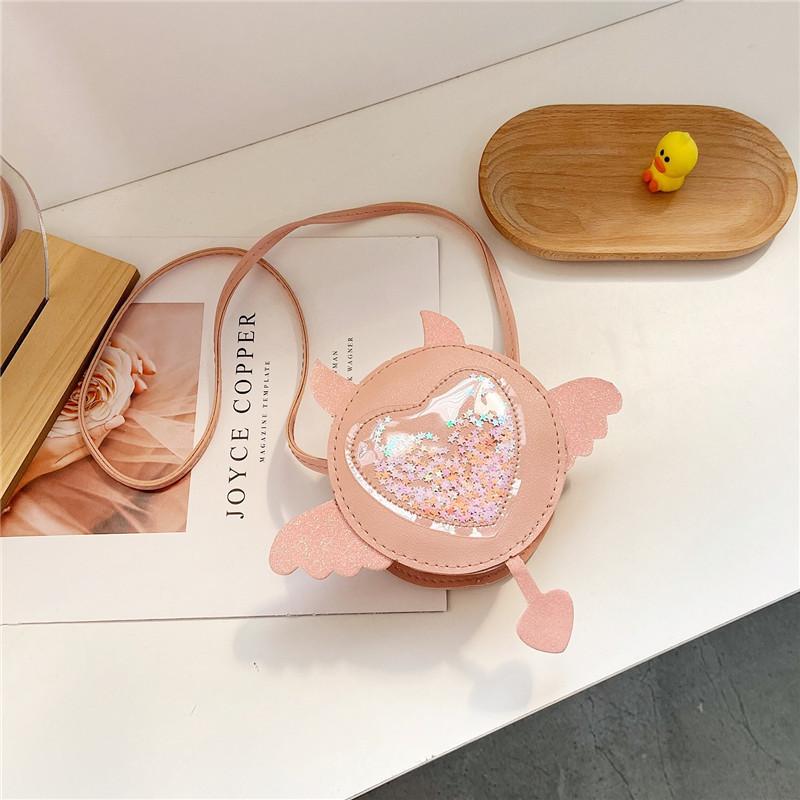 New Cute Cartoon Sequin Wings Kids Crossbody Bag Fashionable Princess Mini Purse
