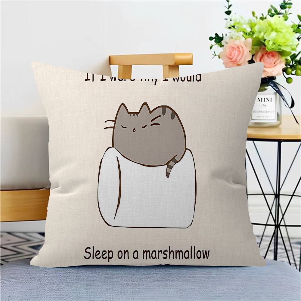 Roztomilý povlak na polštář P-Pusheen Kočka kreslený Dárek Povlak na polštář Ložnice Domov Pohovka Židle Sedák Dekor povlak na polštář