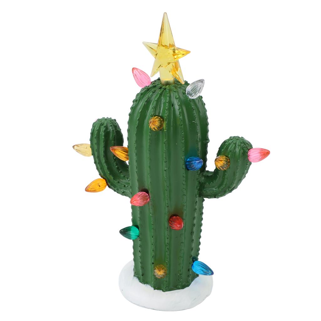 Kaktus-Nachtlicht, leuchtende dekorative Tischlampe aus Kunstharz für Zuhause, Nachttisch oder Büro, Grün