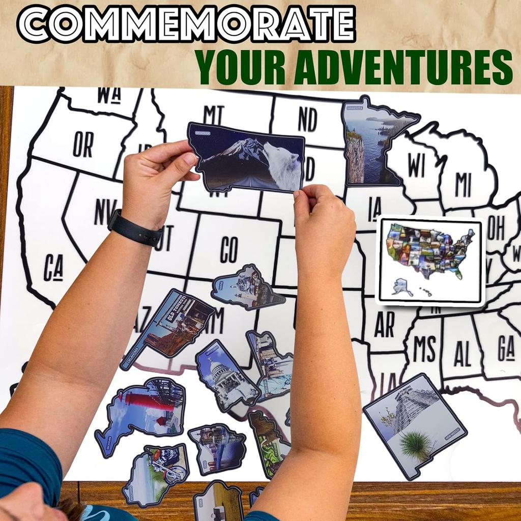 Pacify 2 Sheets RV Stickers Decals 24X16 Travel Of US Map Sticker Visited States For Travel Trailer And Door Wall - 50 State Bumper Stickers, Include