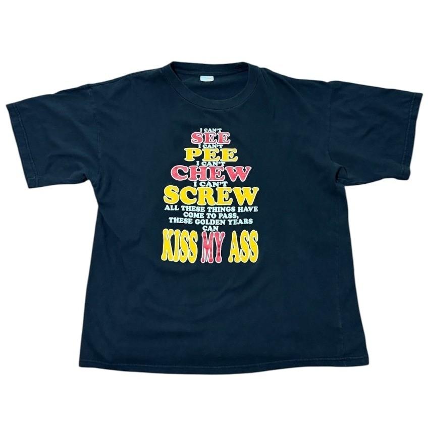 Vintage 90s Golden Years Kiss My Ass Funny Joke Humour Old Gift Quote T-shirt XXL