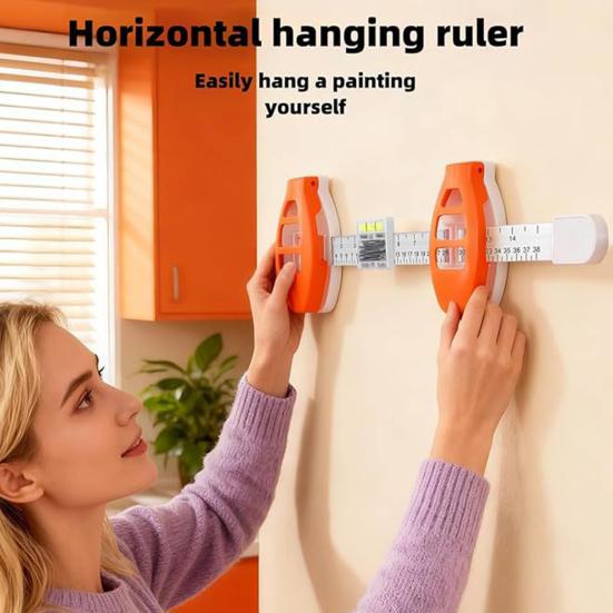 Level Ruler Picture Hanging Tool with Spirit Level 3-in-1 Precision Marking Guide Frame Alignment Tool Home Decoration