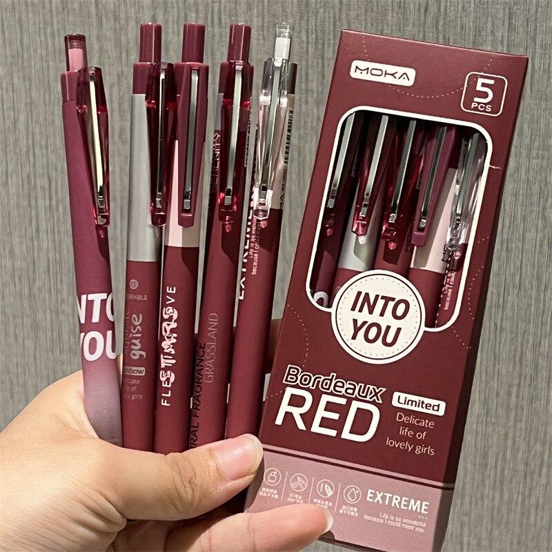 5 pièces/ensemble Ins simplicité Gel stylo coréen couleur unie 0.5MM noir mignon stylos belle papeterie stylos école étudiant/fournitures de bureau