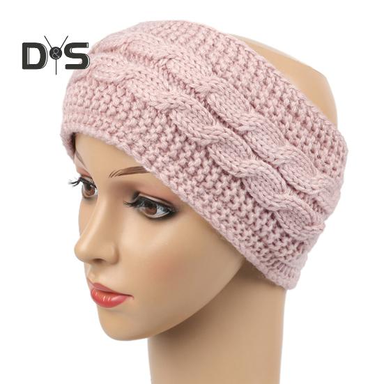 Winter Headband Women Fuzzy Fleece Lined Ear Warmer Cable Knit Thick Warm Crochet Headband Solid Color Knitting Hairband