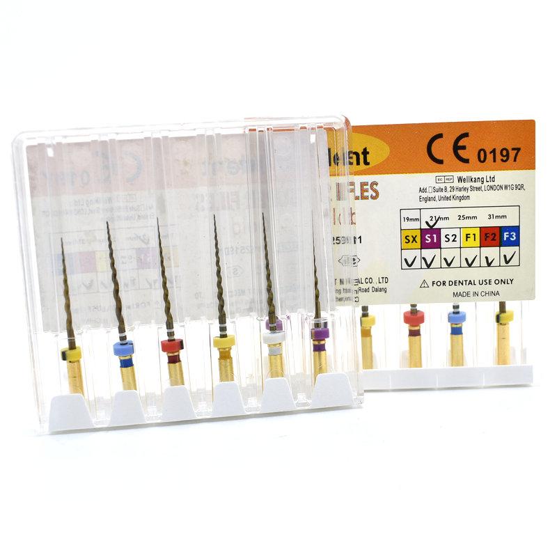 קובץ שורש שן זהב אנדו רוטרי סופר קבצים קבצים אנדודונטיים זהובים 25 מ"מ ניקל טיטניום כלי רפואת שיניים