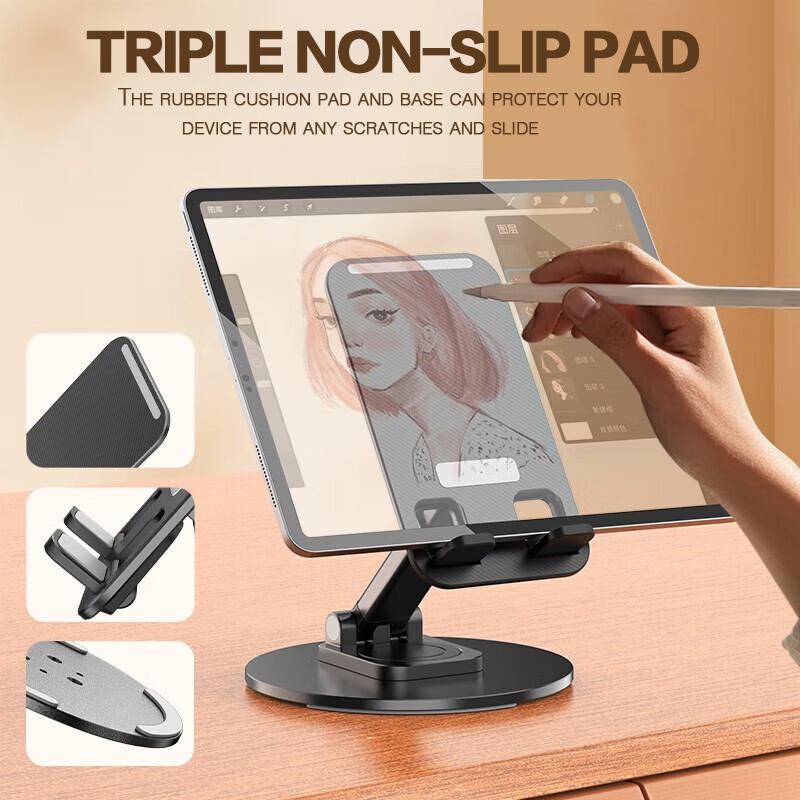 360 Rotation Portable Folding Tablet Holder Desktop Adjustable Aluminum Metal Support Kickstand Cell Phone Stand For IPad IPhone