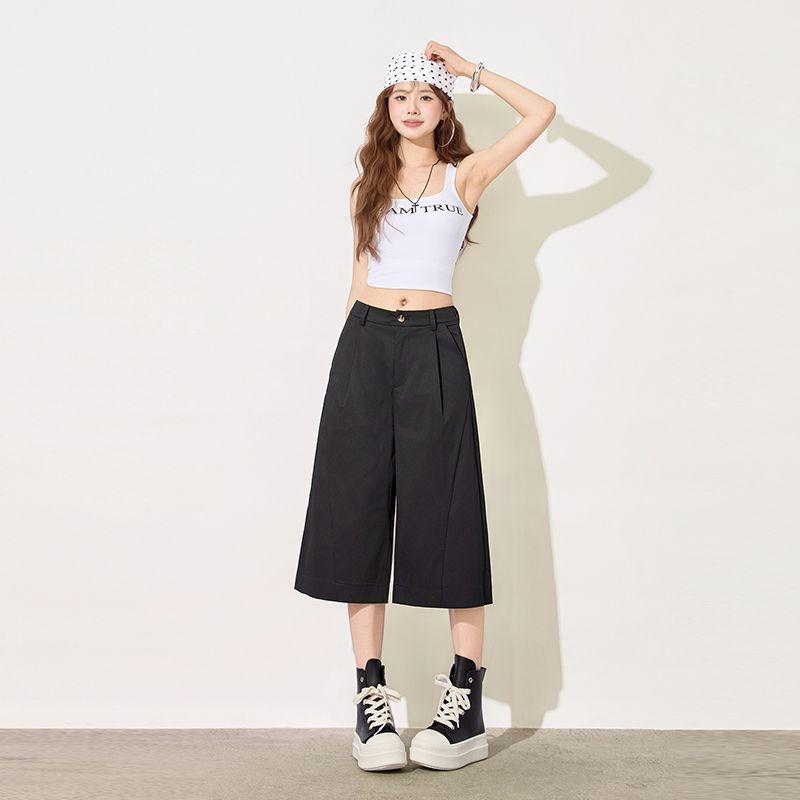 Pleated Design Curved Cropped Capri Pants For Men Women Draped Loose Straight Quick Dry Casual Pants Trendy Versatile Slimming FigureFlattering Cut