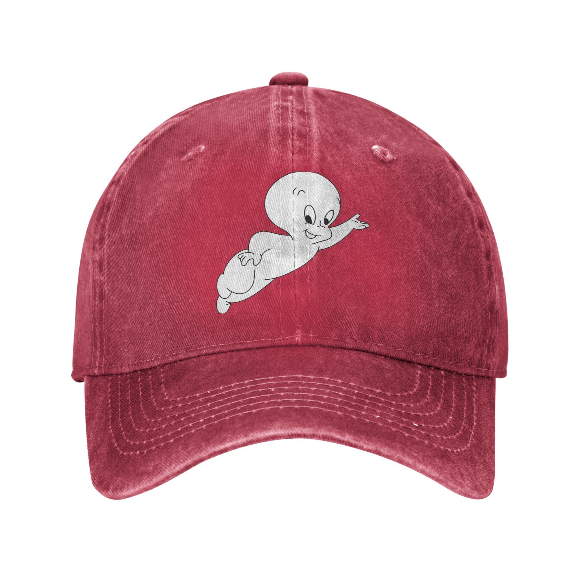 Casper The Friendly Ghost 90s Washed Denim Cap Casual Baseball Caps Adjustable Hat Summer Unisex Baseball Hats One Size